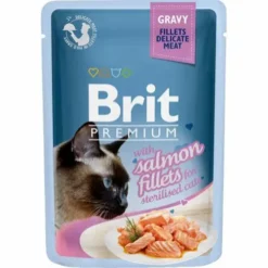 Brit Katzennassfutter Mit Lachsfiletstücken In Sauce Für Sterilisierte Katzen 24 Stück X 85 G