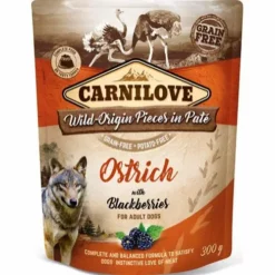 12 X 300 G Beutel Carnilove Hundefutter Paté Mit Pute Und Strauß Mit Blaubeeren Getreidefrei